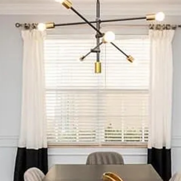 Black and white room darkening rod pocket curtain panel - 50X96 set of 2 - Picture 3 of 7